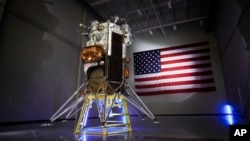 FILE - This photo provided by Intuitive Machines shows the company's lunar lander in Houston in October 2023. Intuitive Machines reported Feb. 23, 2024, that its lander, Odysseus, was "alive and well" after landing on the moon the previous night.