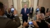 U.S. House Speaker Kevin McCarthy speaks with reporters as the deadline to avert a partial government shutdown approaches on Capitol Hill in Washington, Sept. 28, 2023.