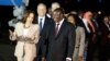 U.S. Vice President Kamala Harris talks with Tanzania's Vice President Philip Mpango as she arrives at the Julius Nyerere Airport in Dar es Salaam, Tanzania, March 29, 2023.