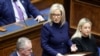 Newly appointed Northern Ireland's First Minister Michelle O'Neil speaks during the Northern Ireland Assembly at the Parliament Building, in Stormont, Feb. 3, 2024. 