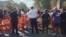 Police move revelers from the street after a shooting on Eastern Parkway, near the corner of Franklin Avenue, during the West Indian Day Parade, Sept. 2, 2024, in the Brooklyn borough of New York.