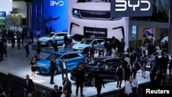 Pameran kendaraan listrik produksi perusahaan China BYD di Munich, Jerman (foto: dok). 