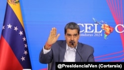 El presidente de Venezuela, Nicolás Maduro, durante su intervención en la reunión extraordinaria de la CELAC. 