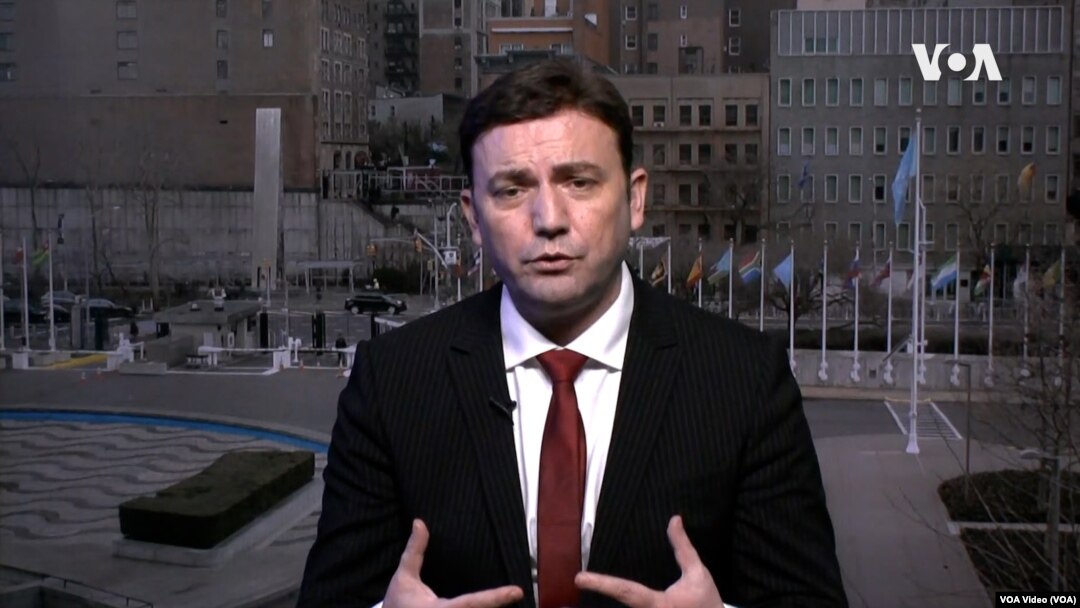 Бујар Османи гостин во Гласот на Америка од студиото во Обединетите нации, Њујорк, 23 февруари 2024 година.