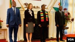 New United States ambassador to Zimbabwe Pamela Marie Tremont with President Emmerson Mnangagwa