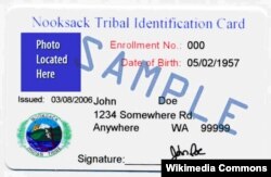 Sample tribal identification card.
