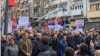 Protest Srba u Severnoj Mitrovici zbog ukidanja dinara na Kosovu, 12. februar 2024. (VOA/Budimir Ničić)