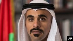 FILE - Sheikh Khaled bin Mohamed bin Zayed Al Nahyan Yarima Mai Jiran Gado.