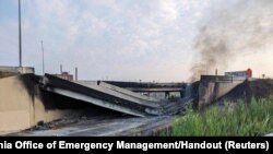 2023 年 6 月 11 日，宾夕法尼亚州费城一座立交桥下方发生火灾后，95 号州际公路部分坍塌。