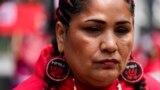 Organizer/activist Roxanne White looks on during a march for Missing & Murdered Indigenous Persons in Seattle, Washington, May 6, 2023.