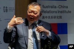 Liu Jianchao, Minister of the International Department of the Central Committee of the Communist Party of China, gestures as he answers questions following his address at University of Technology Sydney, in Sydney, Australia, Nov. 28, 2023.