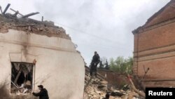 俄羅斯導彈擊毀烏克蘭庫皮揚斯克市的一座博物館。（2023年4月25日）