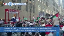 VOA60 America- Hundreds calling for a cease-fire in the Israel-Palestinian conflict gathered in New York on Monday