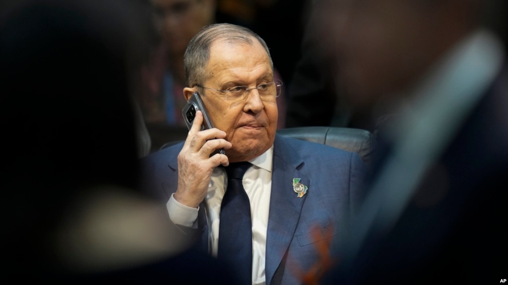 Russia's Foreign Minister Sergei Lavrov attends the G20 foreign ministers meeting in Rio de Janeiro, Brazil, Feb. 21, 2024. 