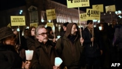 Wanaharakati katika maandamano ya kuadhimisha miaka minee tangu Giulio Regeni alipopotea. Picha na Marco BERTORELLO / AFP. 