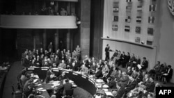 FILE — The third United Nations Assembly meets at the Palais de Chaillot in Paris, Sept. 22, 1948. The session ended on Dec. 10, 1948, with the adoption of the Universal Declaration of Human Rights.