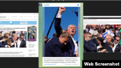 Screenshots taken from Russian news sites and social media claim the Secret Service agent shielding former U.S. President Donald Trump is Russian.