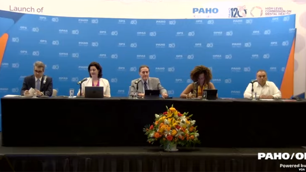 La OPS presentó este viernes en Washington "Una nueva agenda para la salud mental en las Américas" que ofrece 10 puntos centrales para hacer frente a un problema que afecta hasta un 20% de la población del continente. [Foto: Captura de pantalla, transmisión OPS]