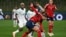 Zambia's Barbra Banda (L) fights for the ball with Costa Rica's Melissa Herrera (R) during their World Cup football match at Waikato Stadium in Hamilton on July 31, 2023.