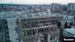 러시아군 공격으로 크게 파손된 우크라이나 하르키우 소재 하르키우 팔레스 호텔 (자료사진)