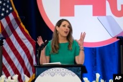 FILE - Republican National Committee Chair Ronna McDaniel speaks in Dana Point, California, Jan. 27, 2023.