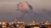 Smoke billows following an Israeli strike on Khan Yunis in the southern Gaza strip on Nov. 16, 2023