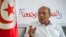 FILE — Former Tunisian President and head of el-Harak party Moncef Marzouki speaks to The Associated Press in Tunis, Tunisia, Aug. 28, 2019. A court in Tunisia sentenced Marzouki to prison in absentia as part of the country's crackdown on opponents of President Kais Saied. 