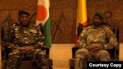 FILE — Niger's transitional president general Tchiani visits Malian military authorities in the nation's capital, Bamako.