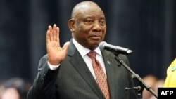 President of the African National Congress (ANC) Cyril Ramaphosa sworn in as member of parliament during the first sitting of the New South African Parliament in Cape Town, June 14, 2024. 