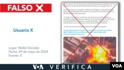 La desinformación sobre el supuesto ataque de un centro de comando circuló en X (antes Twitter). Diseño: Mila Cruz.