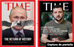 Dos portadas falsas de TIME que han circulado durante la guerra.