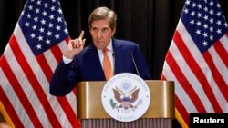 John Kerry, the U.S. special envoy on climate issues, gestures as he attends a press conference in Beijing, China, July 19, 2023.