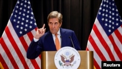 John Kerry, utusan khusus AS untuk urusan iklim, hadir dalam konferensi pers di Beijing, China, pada 19 Juli 2023. (Foto: Reuters/Thomas Peter)