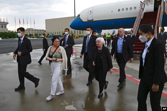 美国财长耶伦抵达北京。（2023年7月6日）