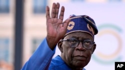 FILE - Nigeria's President Bola Tinubu arrives at a meeting in Paris on June 23, 2023. Tinubu and South African President Cyril Ramaphosa met on the sidelines of the U.N. General Assembly in New York on Sept. 19, 2023, to talk about economic cooperation between the two nations.