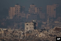 Bangunan di Jalur Gaza yang hancur pada 20 November 2023. (Foto: AP)