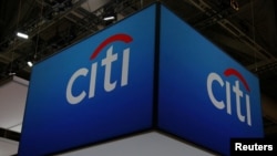 FILE - The Citi bank logo is seen at the SIBOS banking and financial conference in Toronto, Oct. 19, 2017. 