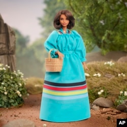 This photo provided by Mattel shows a Barbie doll of Wilma Mankiller.