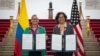 La viceministra de Asuntos Multilaterales de la Cancillería, Elizabeth Taylor Jay, junto a Geeta Rao Gupta, embajadora para Asuntos de Género del Departamento de EEUU, durante el lanzamiento del Centro de Excelencia Mujeres, Paz y Seguridad. [Foto: Cancillería de Colombia]