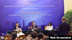 Bộ Ngoại giao Việt Nam họp báo công bố báo cáo quốc gia theo cơ chế rà soát định kỳ phổ quát chu kỳ 4 (UPR), ngày 15/4/2024. Photo Báo Tin tức.