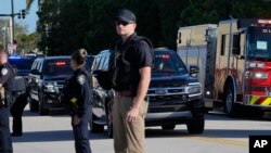 Former President Donald Trump arrives at the Federal Courthouse in Fort Pierce, Florida, Feb. 12, 2024. Trump is appearing at a closed hearing in his criminal case charging him with mishandling classified documents.