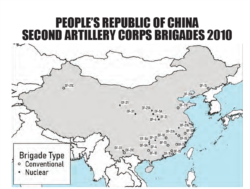 2010年中国第二炮兵部队（SAC)各个旅的部署地点。（source: "People’s Liberation Army Rocket Force Order of Battle 2023"报告截图)