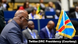 Président Félix Tshisekedi ya RDC na mini-sommet mpo na kimya na mboka na ye, na likita lya mbala 37 ya Union africaine, Addis-Abeba, Ethiopie, 16 sanza ya mibale 2024. (Présidence RDC)