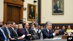 FBI Director Christopher Wray testifies before a House Committee on the Judiciary oversight hearing in Washington, July 12, 2023.