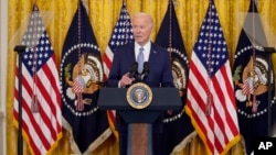 U.S. President Joe Biden speaks about Russian sanctions during an event with the National Governors Association in the East Room of the White House, Feb. 23, 2024, in Washington.