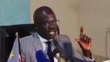 South Sudan's Minister of Petroleum Puot Kang Chol addressing reporters in Juba Thursday April 20, 2023. VOA/Manyang David Mayar