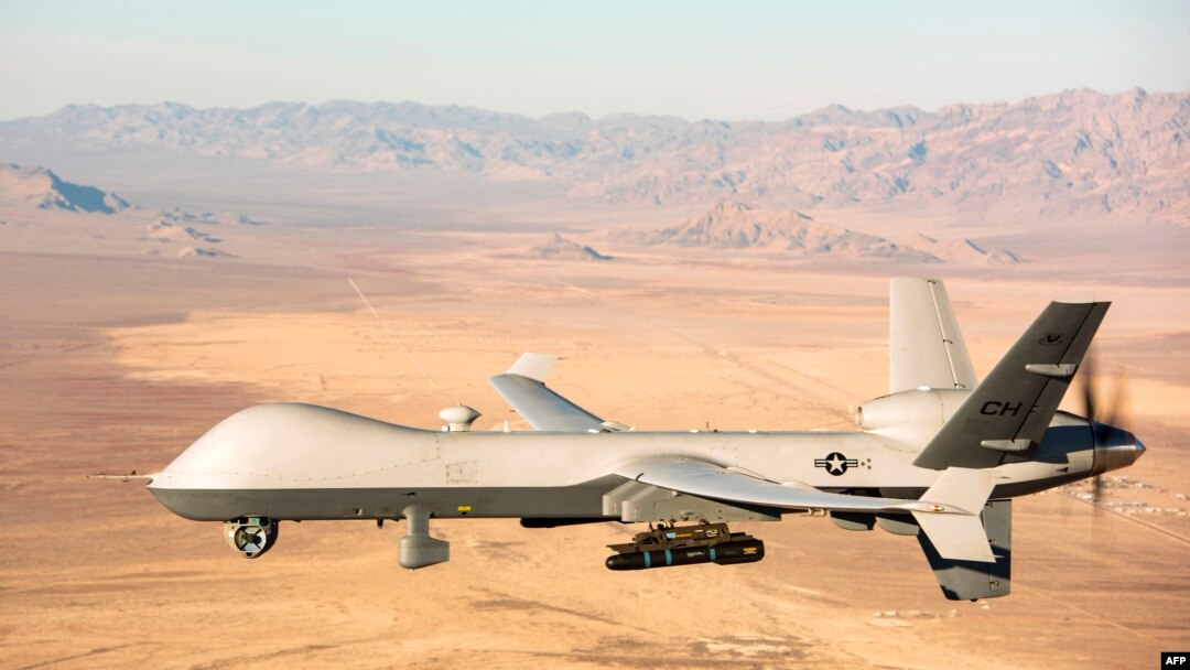 Američka bespilotna letelica MQ-9 Riper na fotografiji koju je objavila američka avijacija, leti iznad test područja u Nevadi, 14. januara 2020.