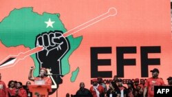 Economic Freedom Fighters (EFF) leader Julius Malema addresses supporters at the EFF manifesto launch at the Moses Mabhida stadium in Durban on Saturday, February 10, 2024.