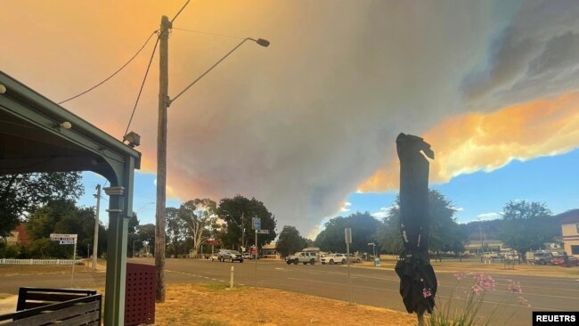 A supplied image shows smoke from a bushfire near the town of Beaufort, west of Ballarat, Victoria, Feb. 22, 2024.