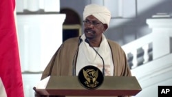 FILE - In this image taken from video, Sudan's President Omar al-Bashir speaks at the Presidential Palace, Feb. 22, 2019, in Khartoum, Sudan.
